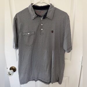 Southern Proper Navy and White Striped Polo Shirt 100% Cotton Size Large
